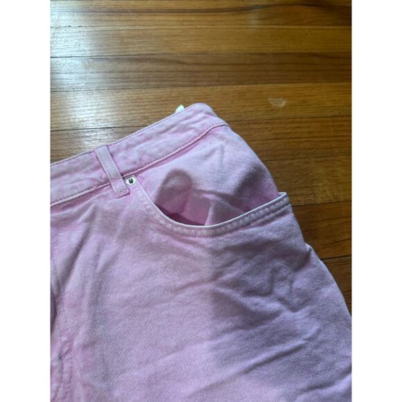 H&M Pink Denim Mini Skirt – Frayed Hem, Size 14 - Picture 2 of 8